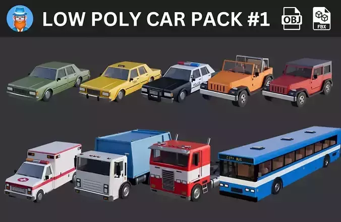 Stylized Lowpoly Vehicle Pack 1