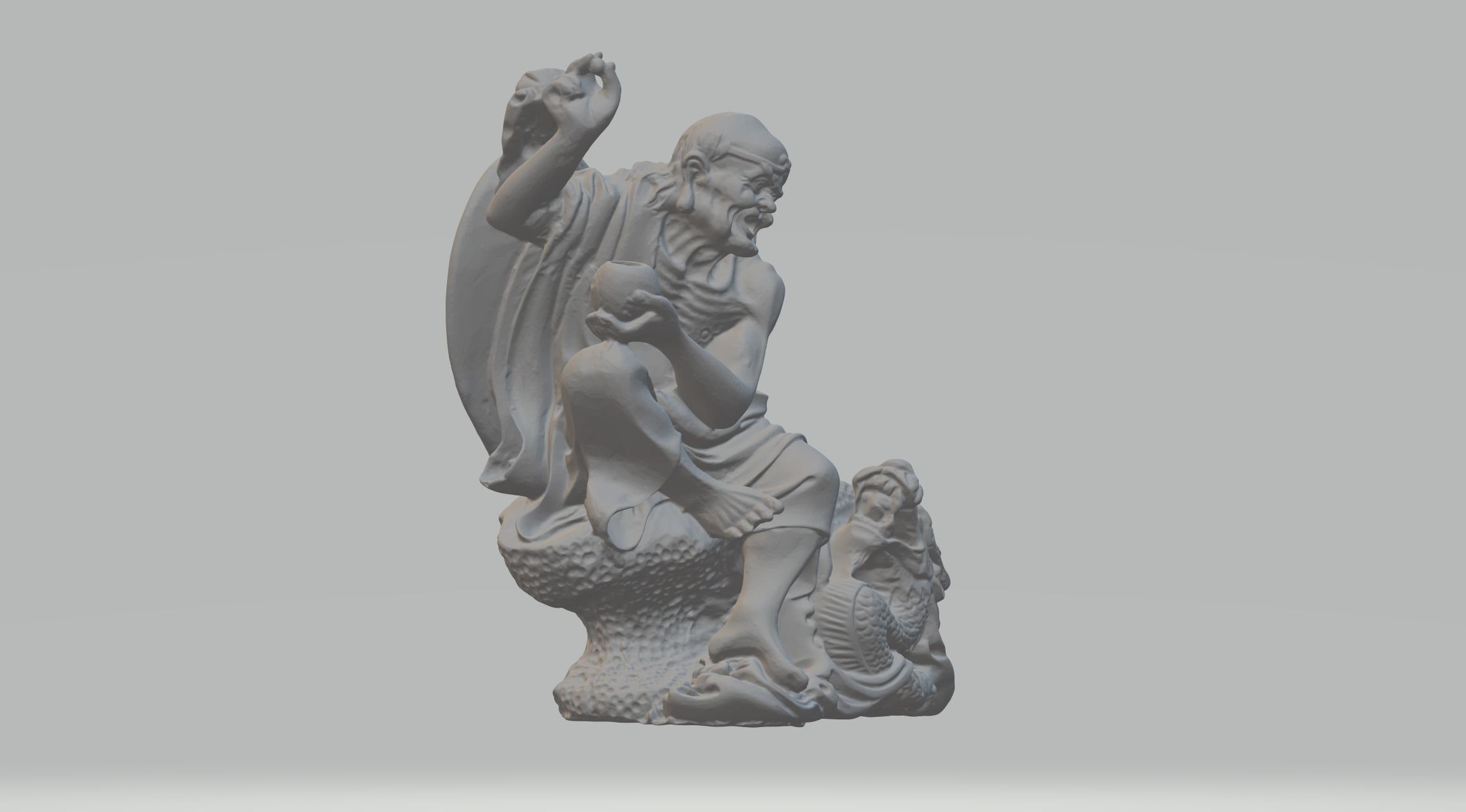 Arhat Buddhist Deity Statue  3D print model_3