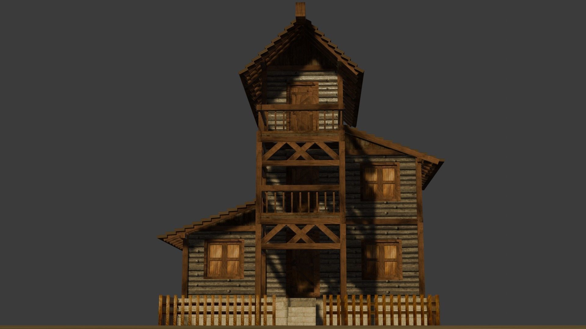 Medieval house eleven 9 Low-poly 3D model_10