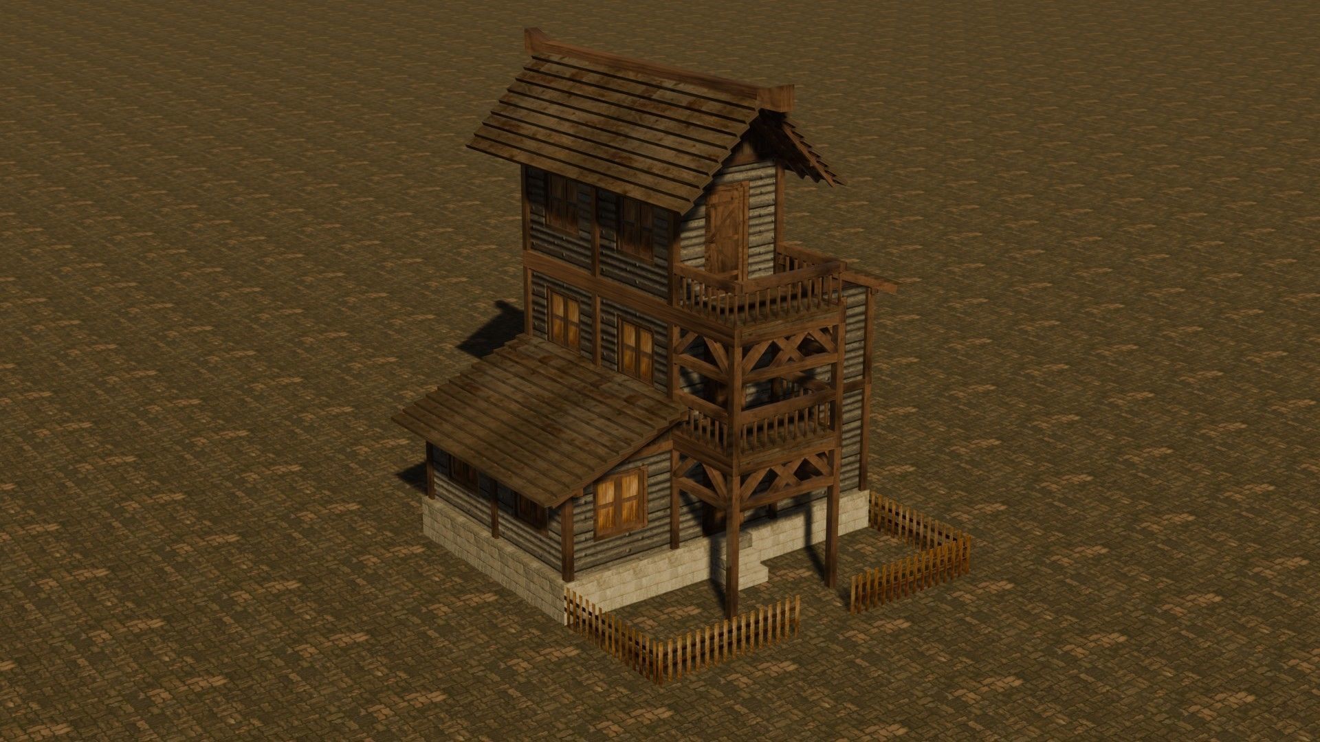 Medieval house eleven 9 Low-poly 3D model_4