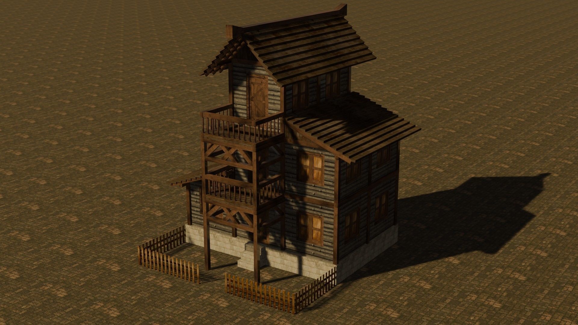 Medieval house eleven 9 Low-poly 3D model_2