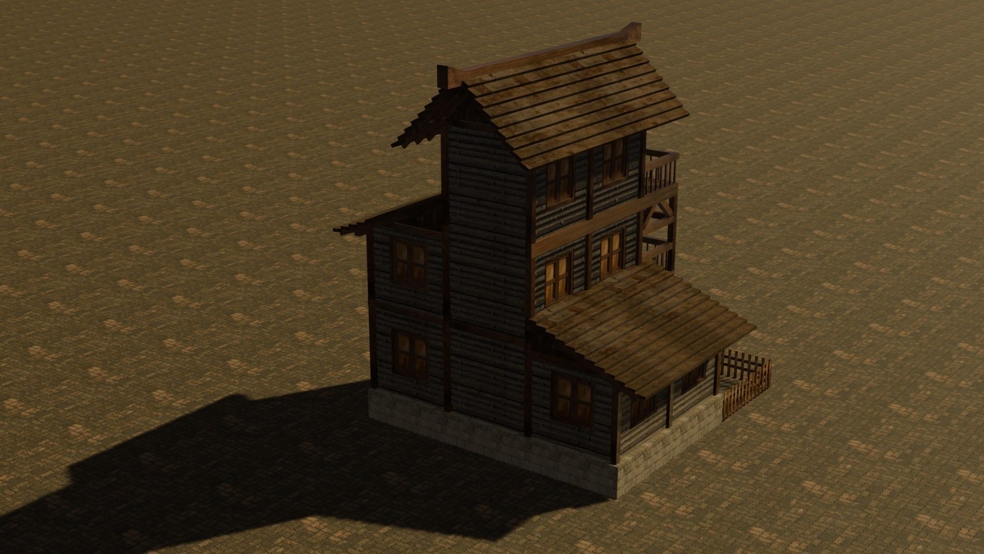 Medieval house eleven 9 Low-poly 3D model_7