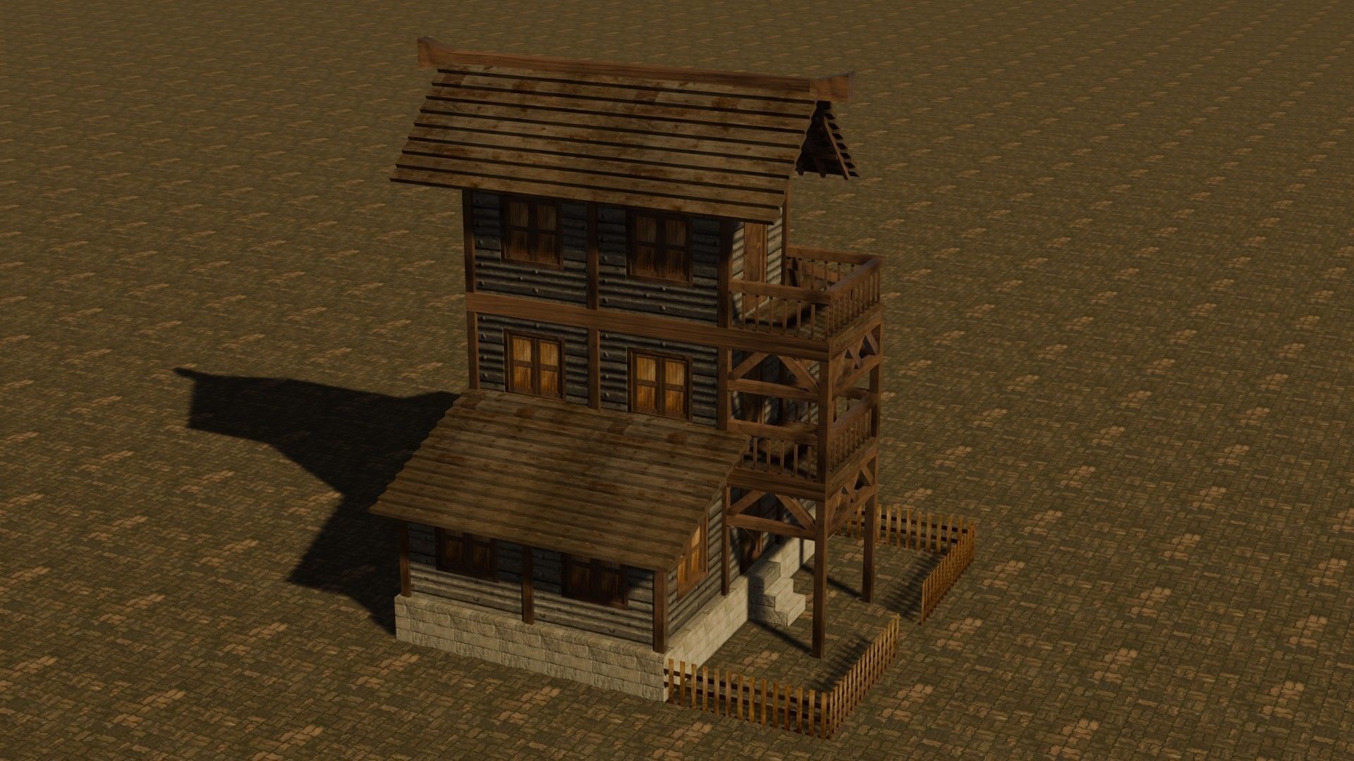 Medieval house eleven 9 Low-poly 3D model_5