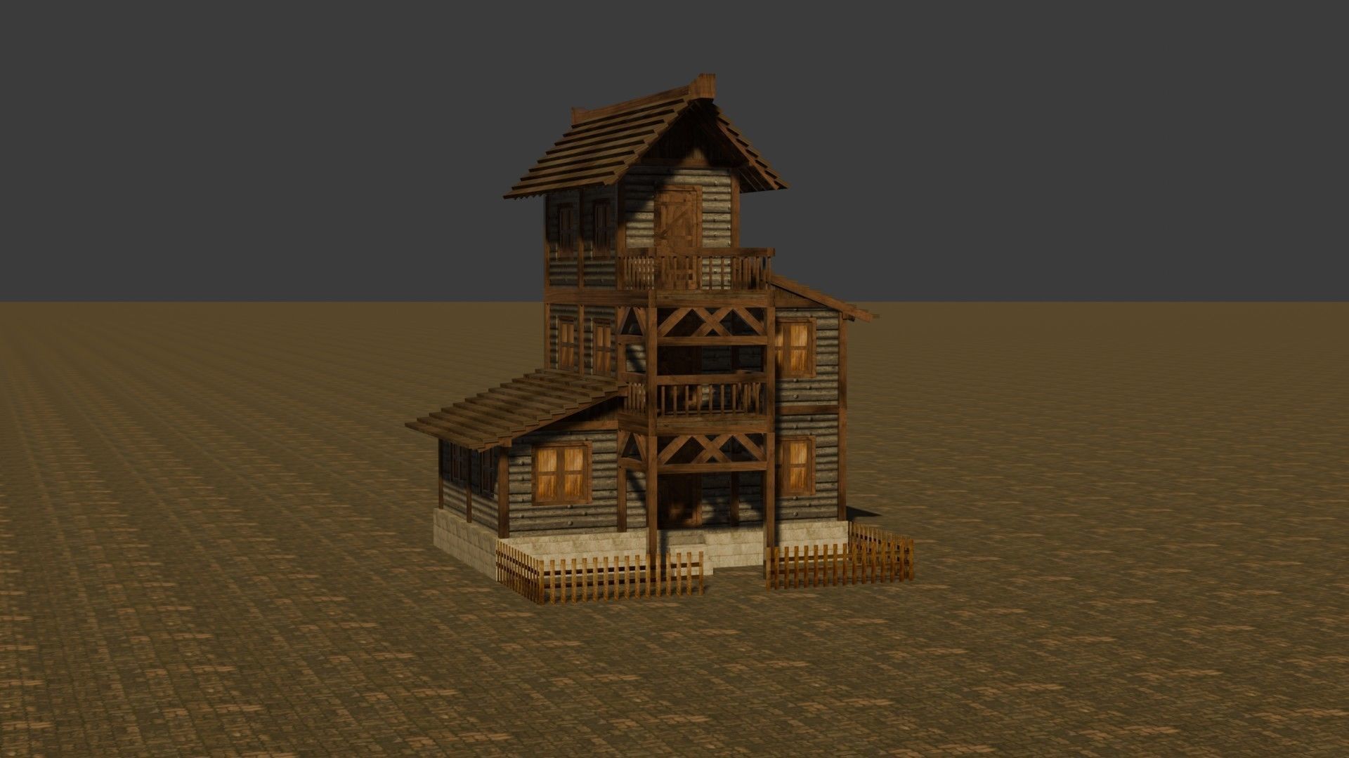 Medieval house eleven 9 Low-poly 3D model_16