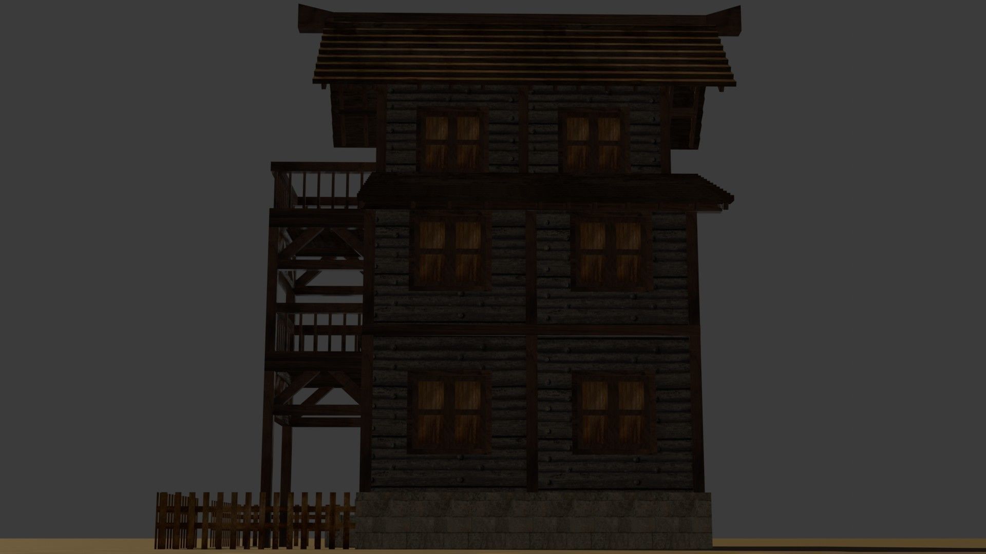 Medieval house eleven 9 Low-poly 3D model_12