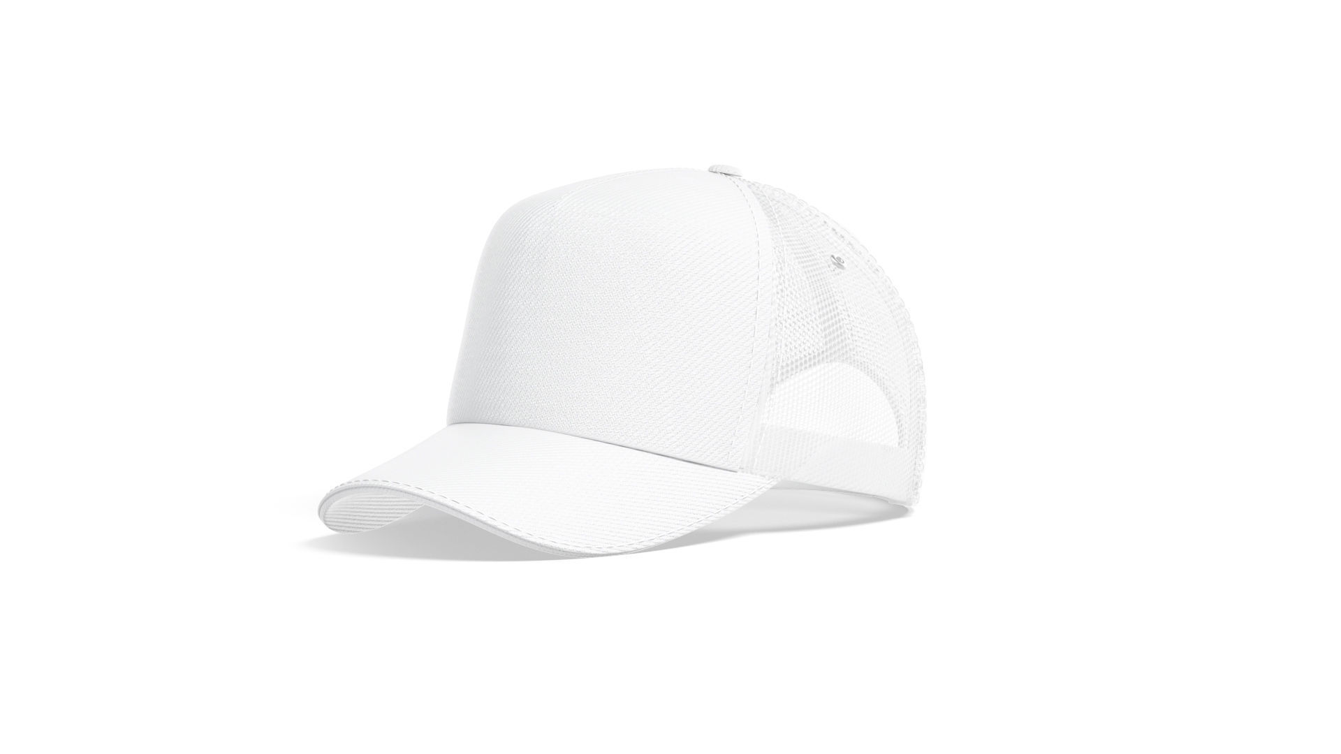 White Trucker Hat - sport mesh baseball cap 3D model_5