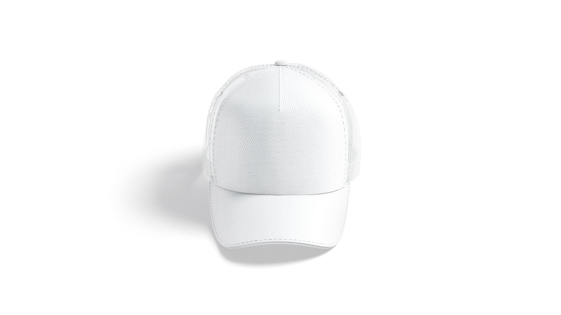 White Trucker Hat - sport mesh baseball cap 3D model_2
