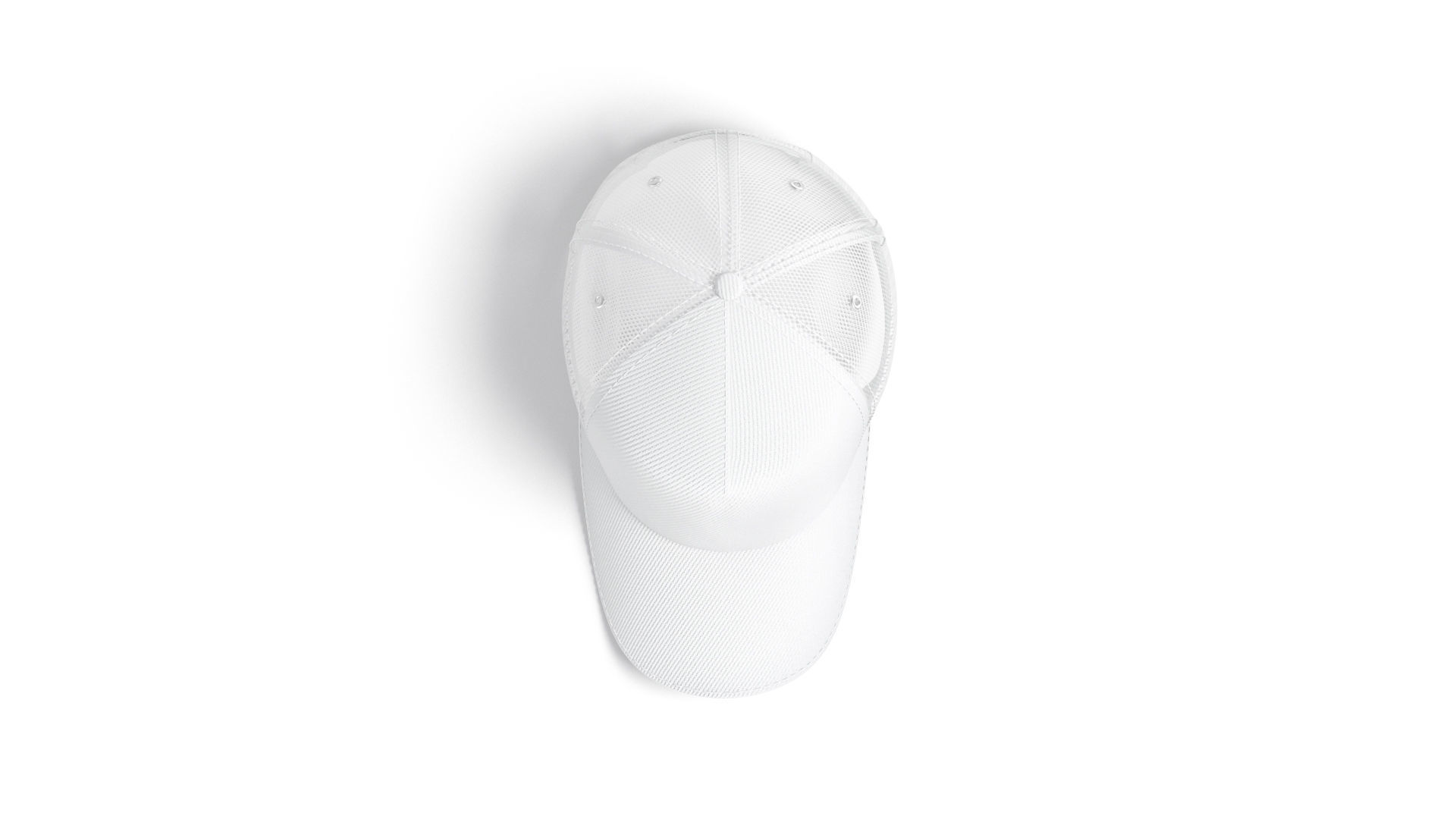 White Trucker Hat - sport mesh baseball cap 3D model_4