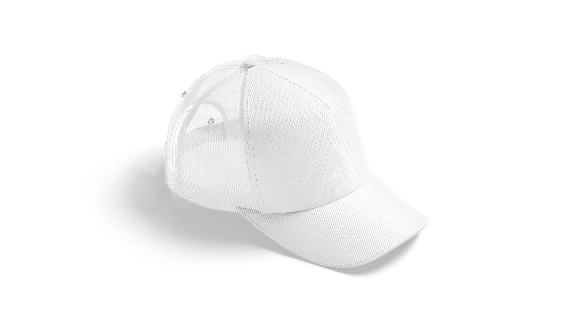 White Trucker Hat - sport mesh baseball cap 3D model_0