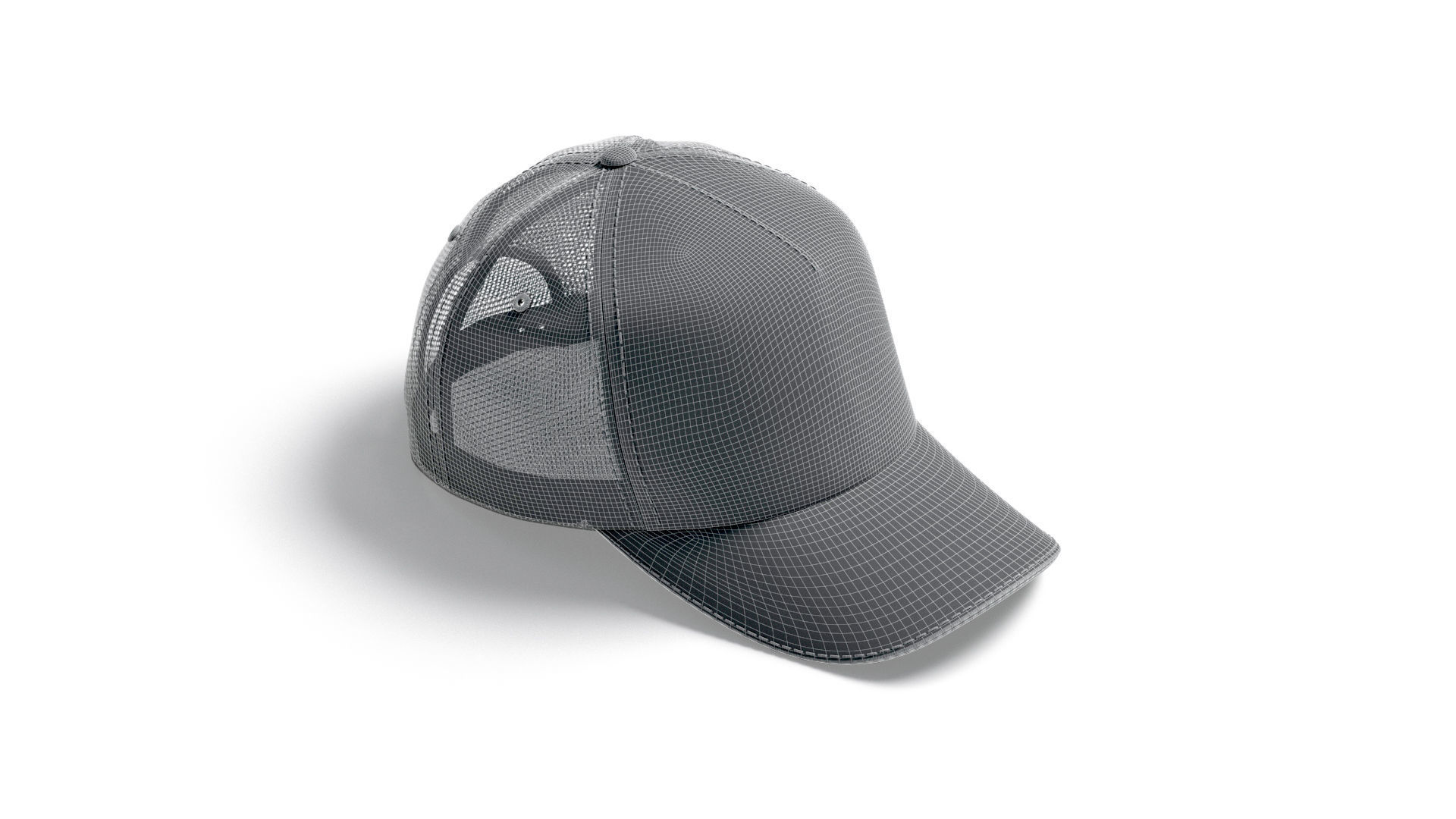 White Trucker Hat - sport mesh baseball cap 3D model_9