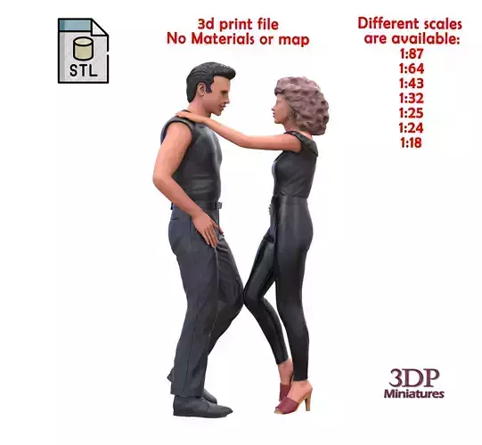 Grease john Travolta and Olivia Newton john dance scene 3D print model