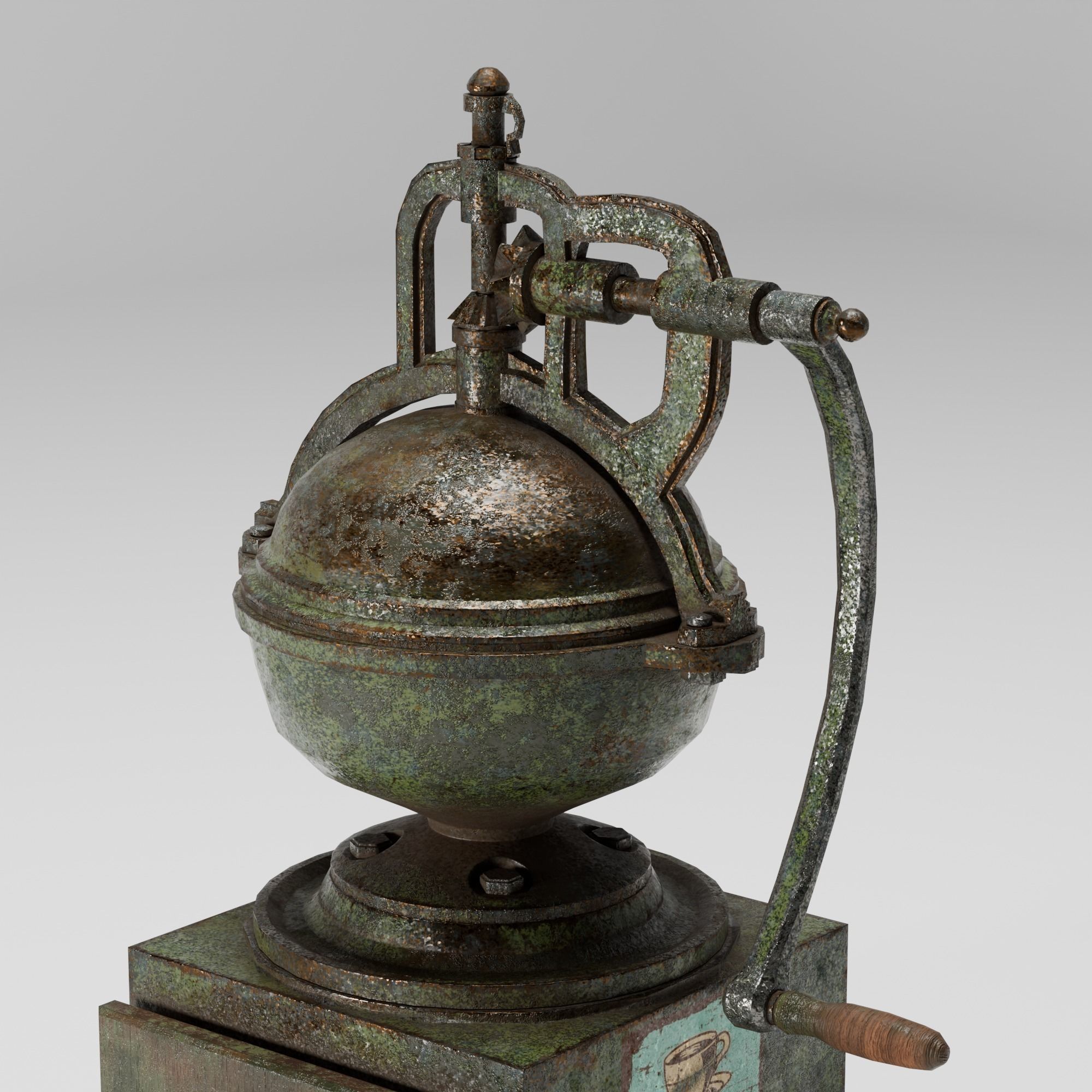 Old coffee grinder Low-poly 3D model_8