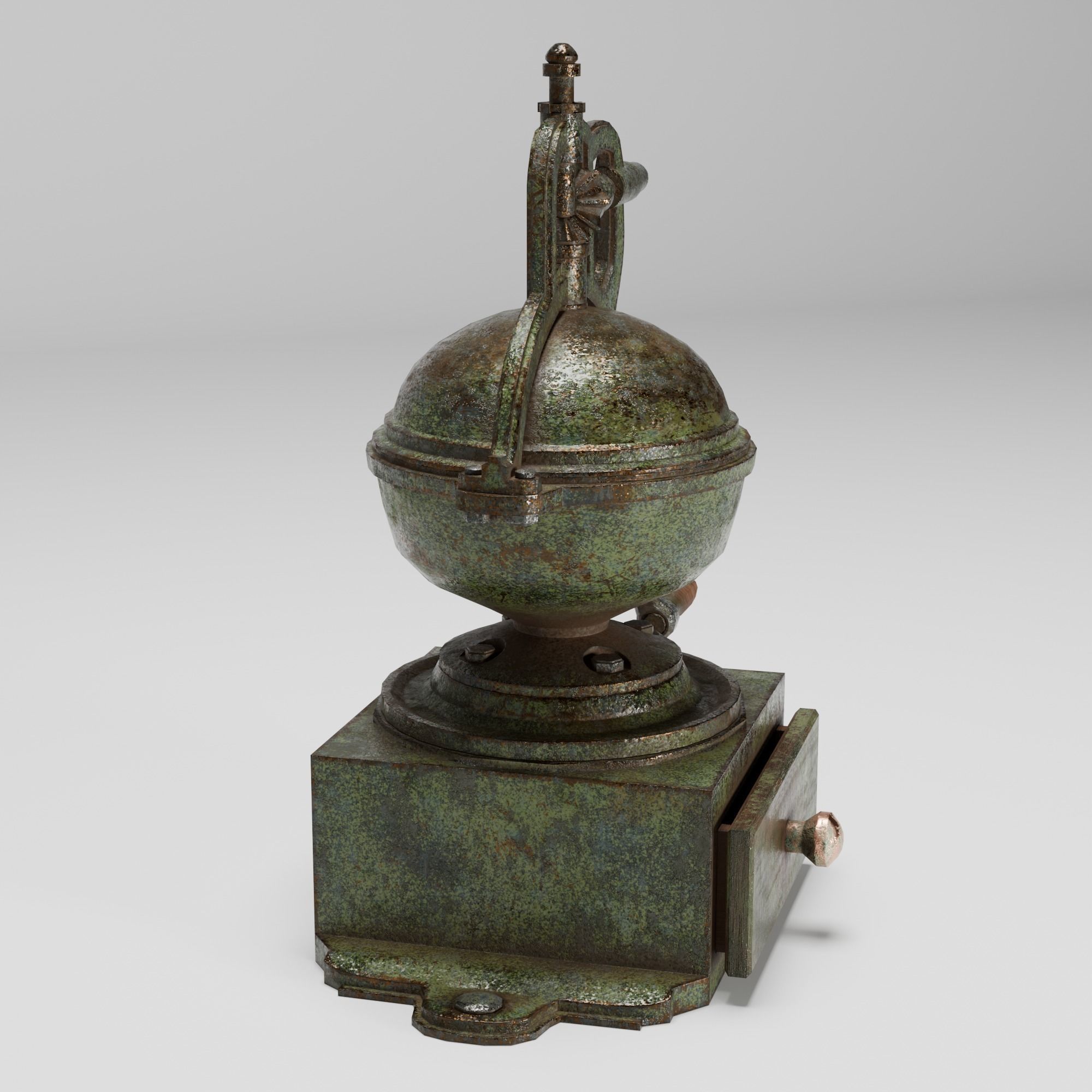 Old coffee grinder Low-poly 3D model_4