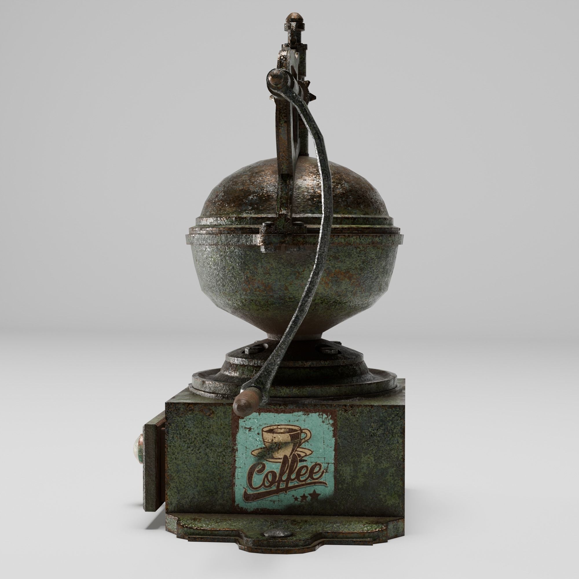 Old coffee grinder Low-poly 3D model_6