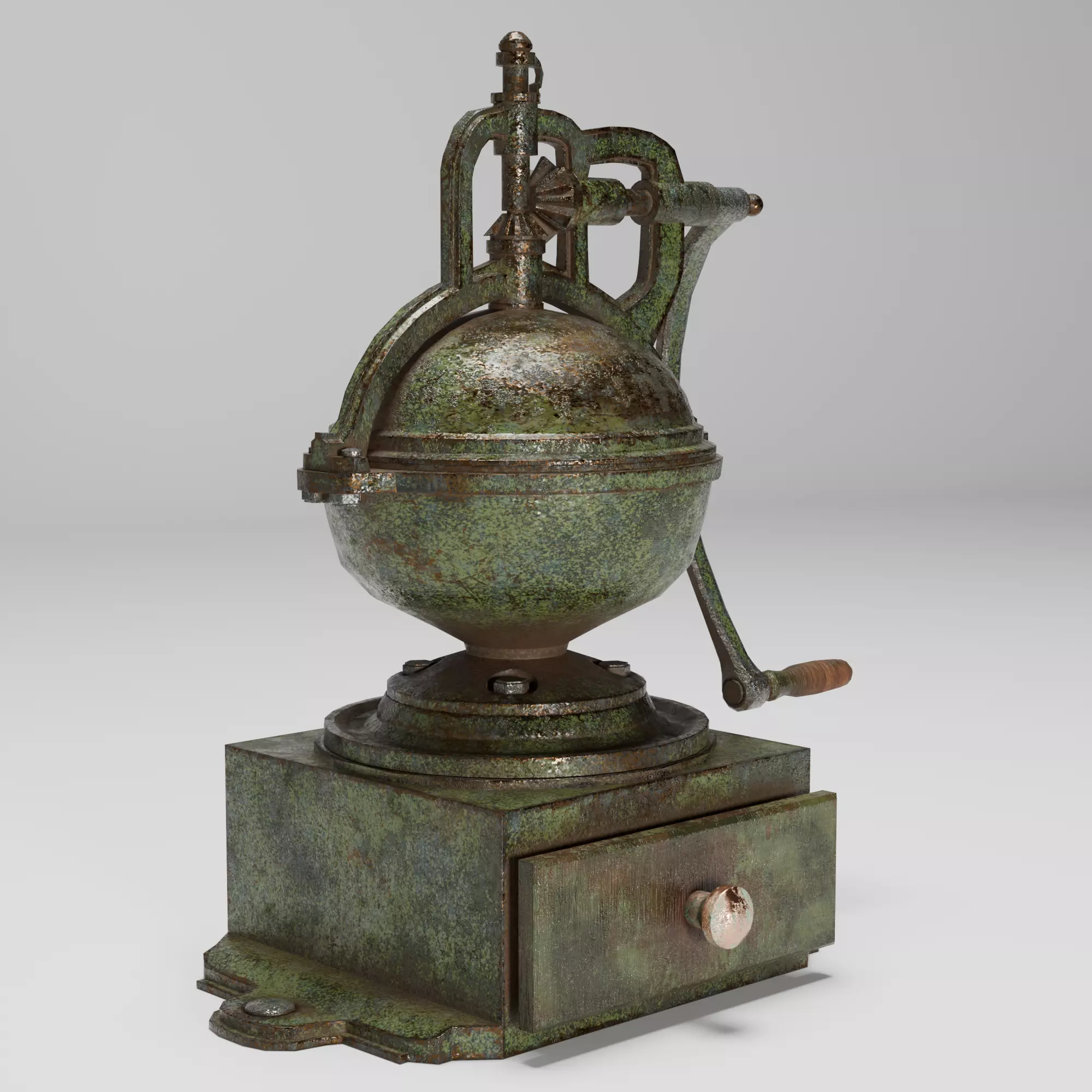 Old coffee grinder Low-poly 3D model_0