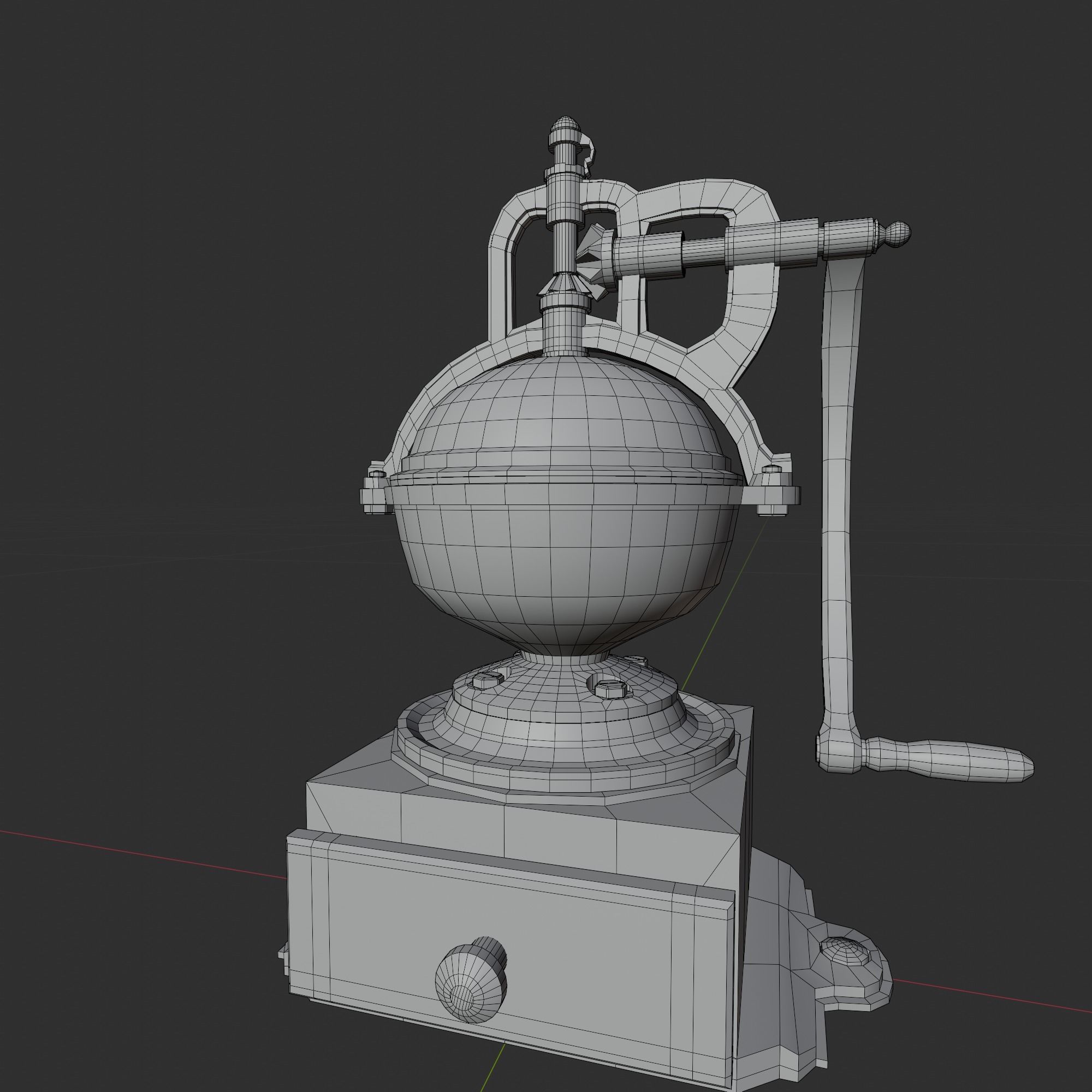 Old coffee grinder Low-poly 3D model_11
