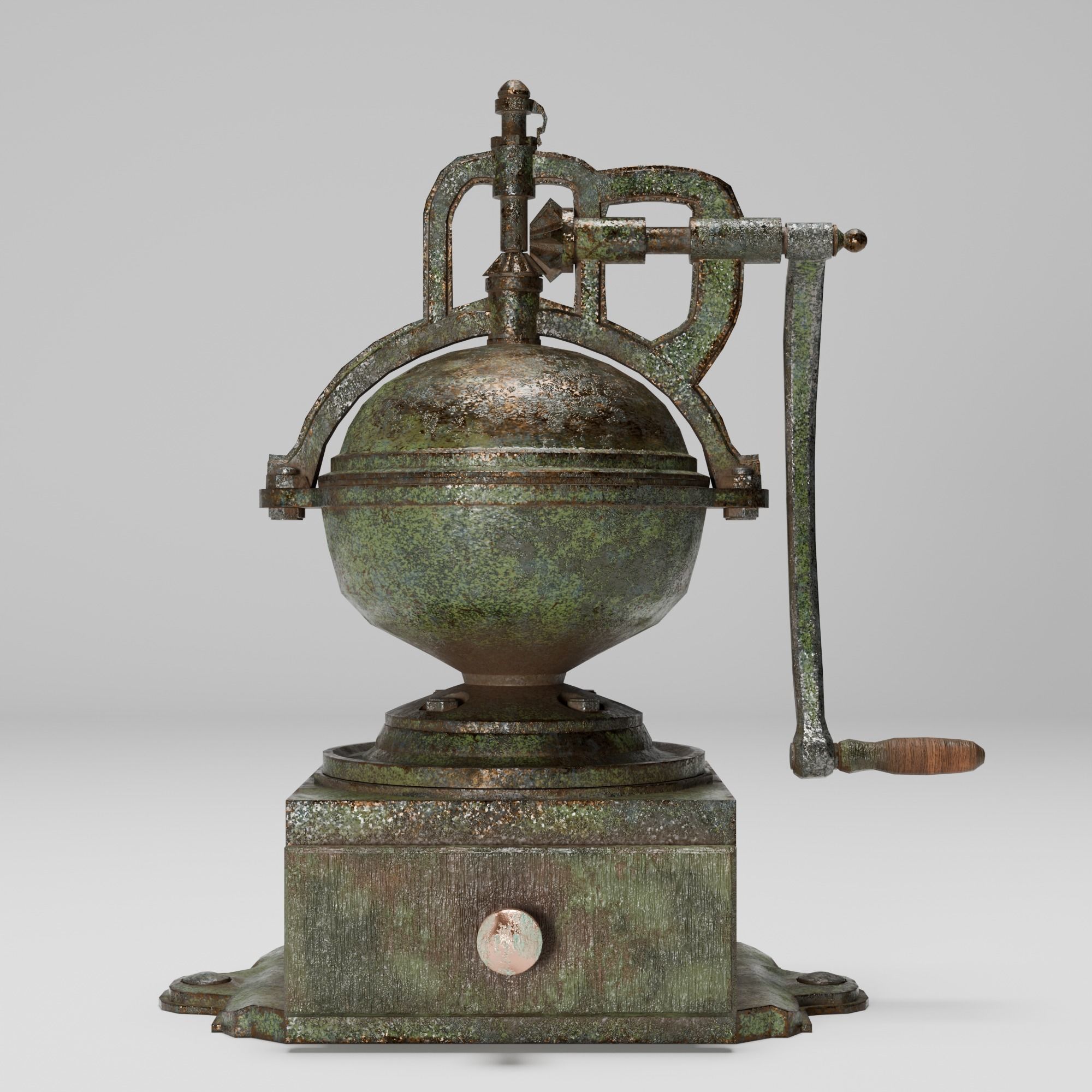 Old coffee grinder Low-poly 3D model_2