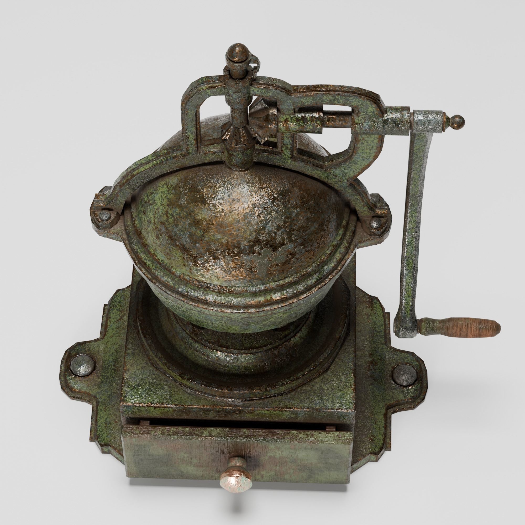 Old coffee grinder Low-poly 3D model_9