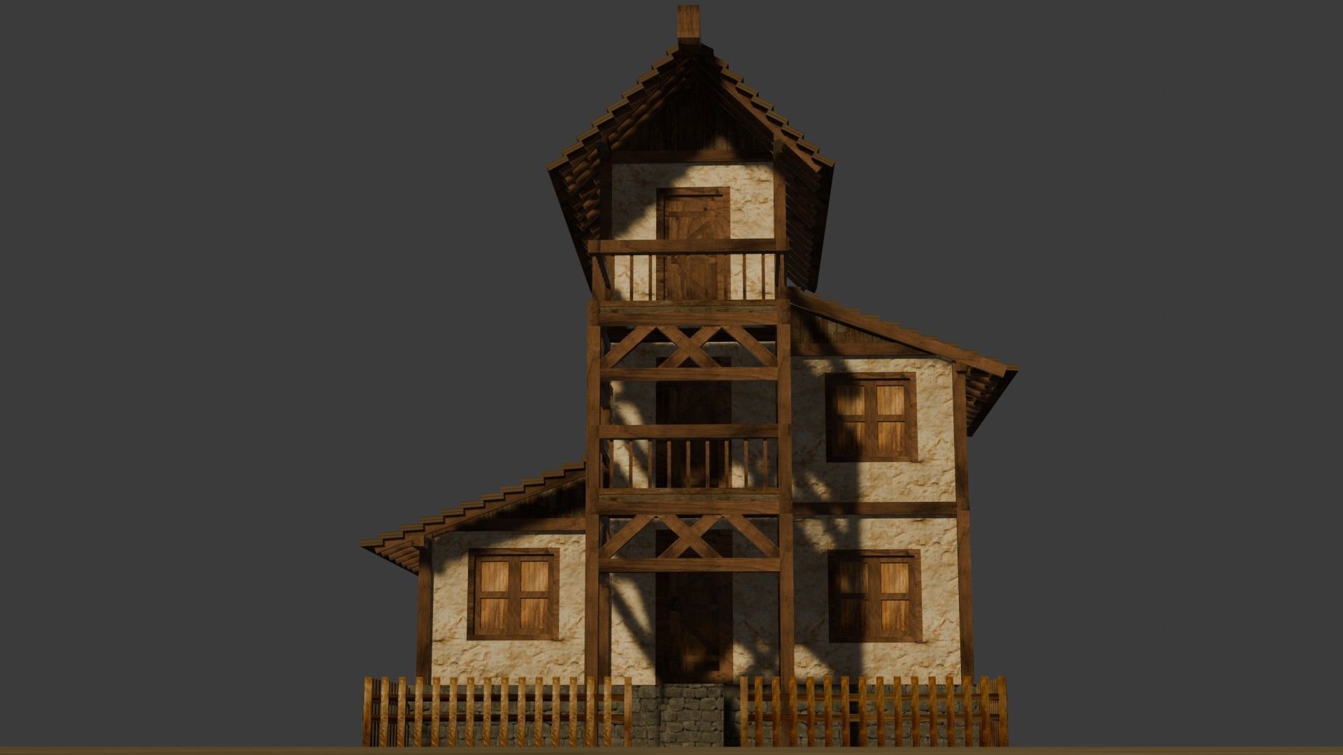 Medieval house eleven 3 Low-poly 3D model_10
