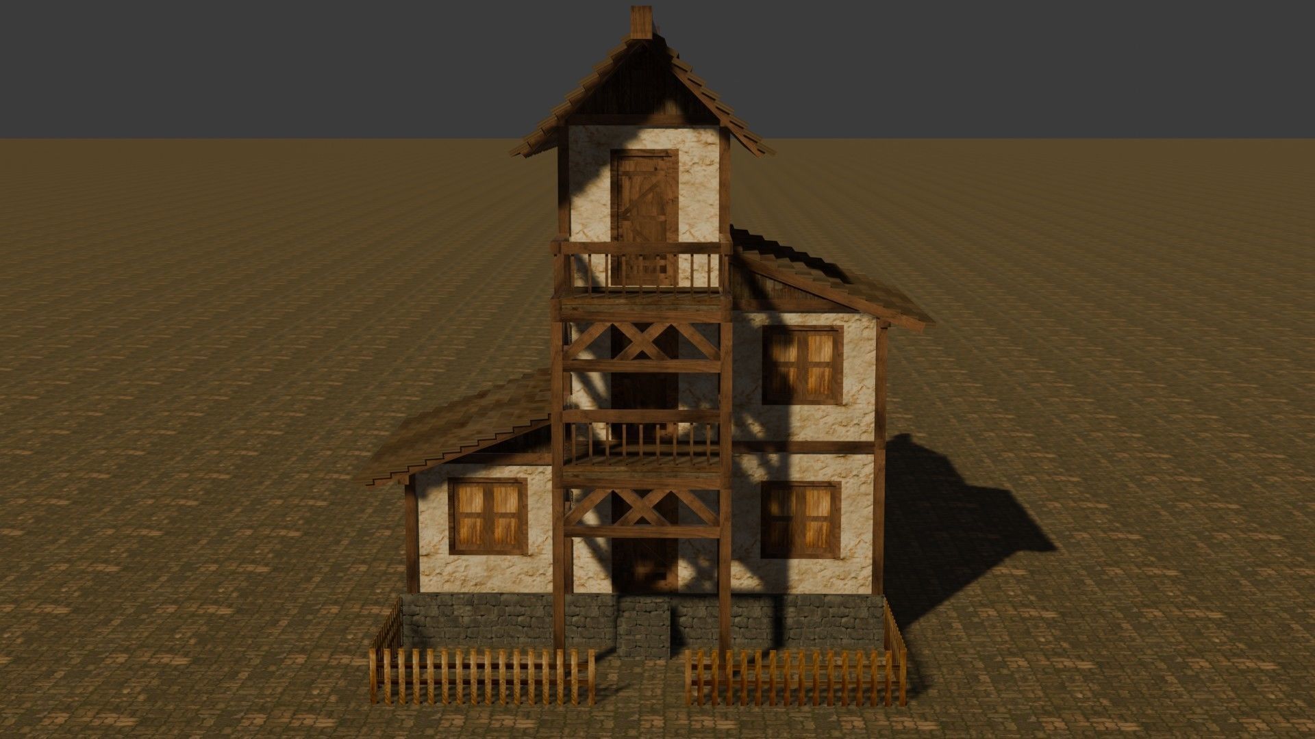 Medieval house eleven 3 Low-poly 3D model_1