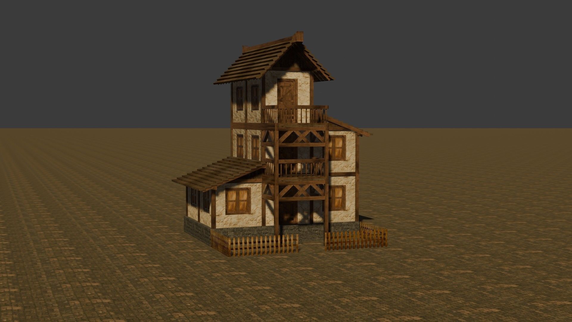 Medieval house eleven 3 Low-poly 3D model_16