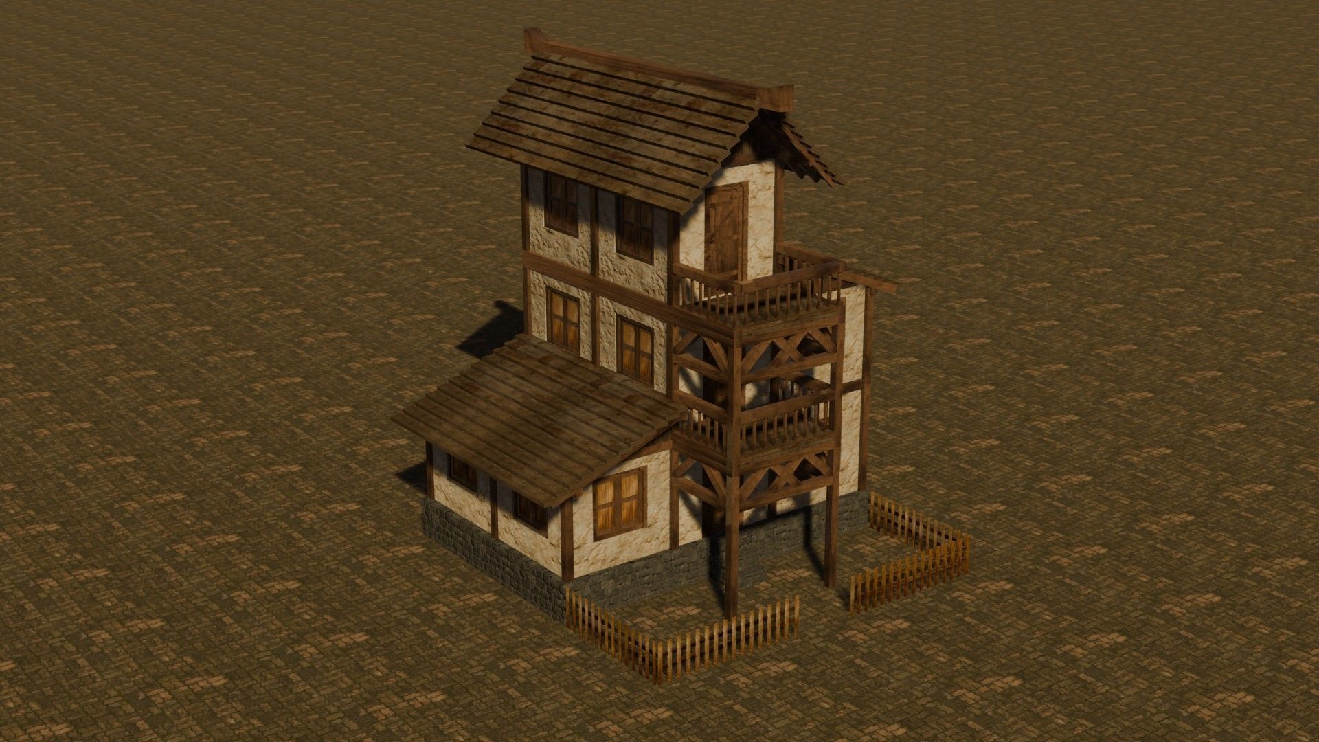 Medieval house eleven 3 Low-poly 3D model_4