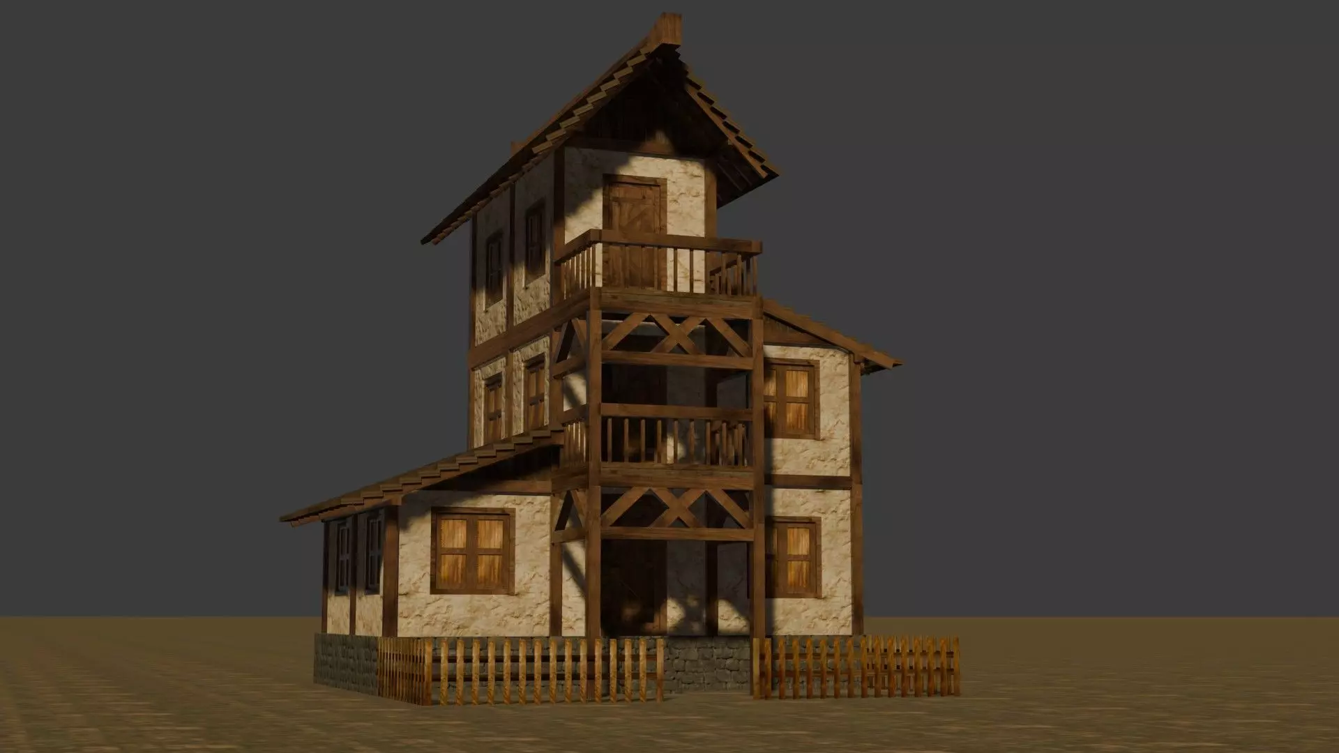 Medieval house eleven 3 Low-poly 3D model_0
