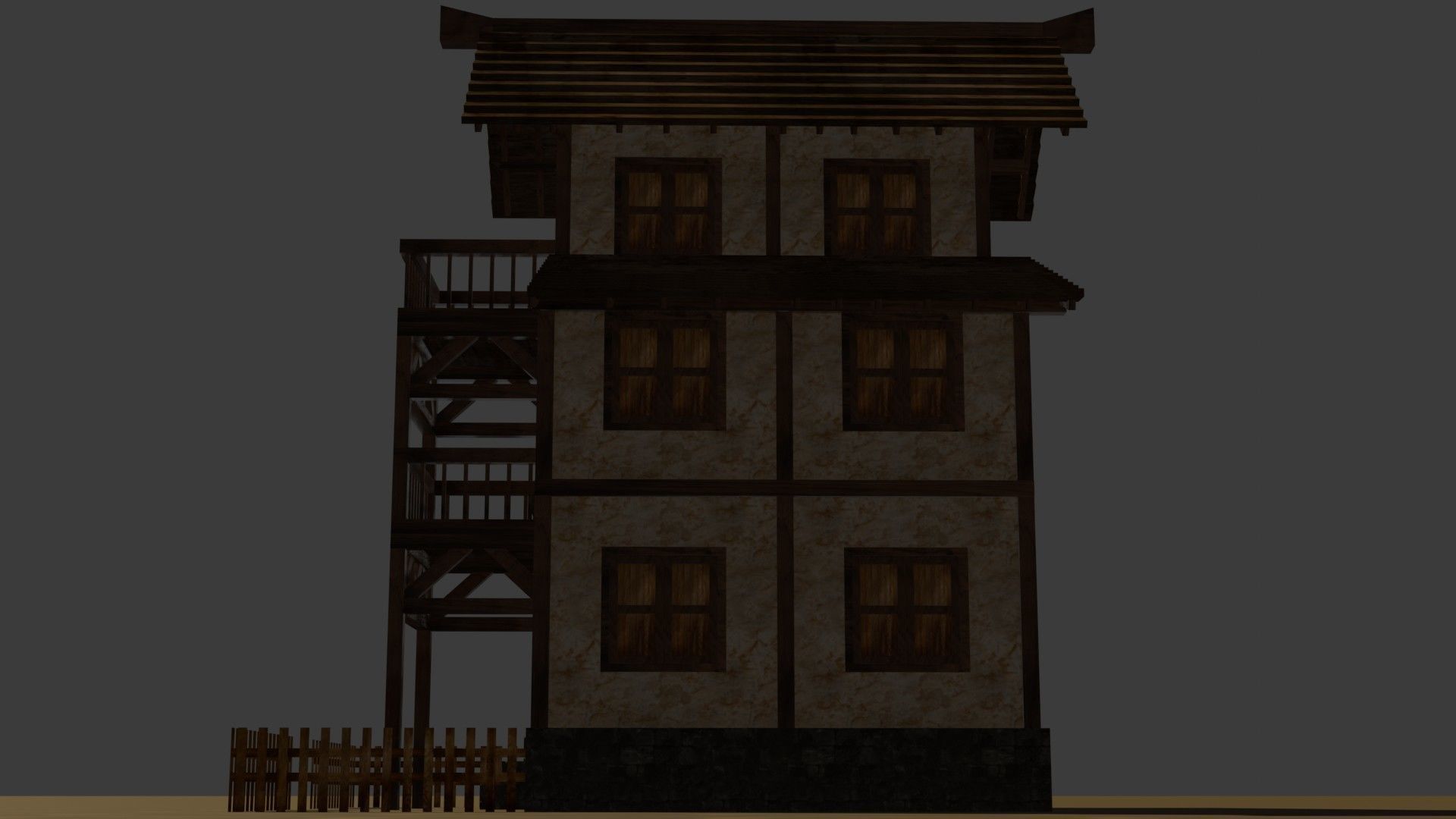 Medieval house eleven 3 Low-poly 3D model_12