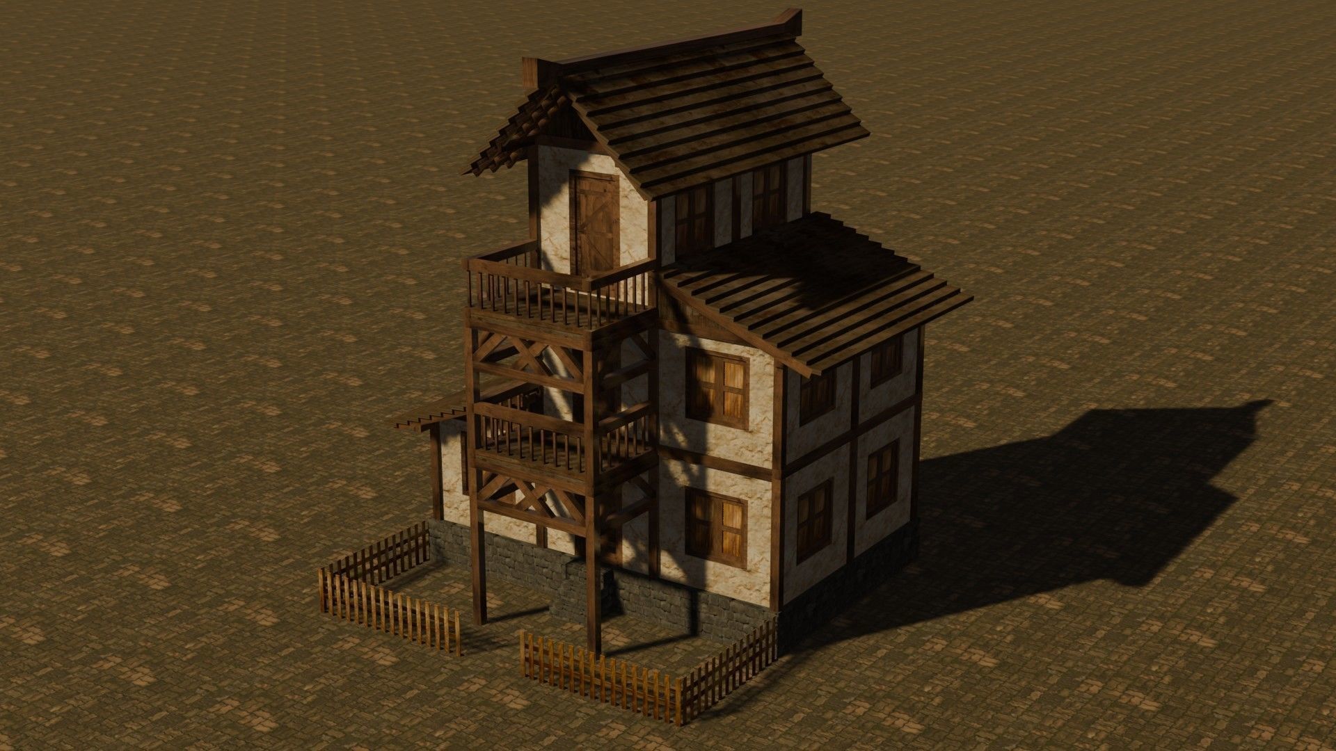 Medieval house eleven 3 Low-poly 3D model_2
