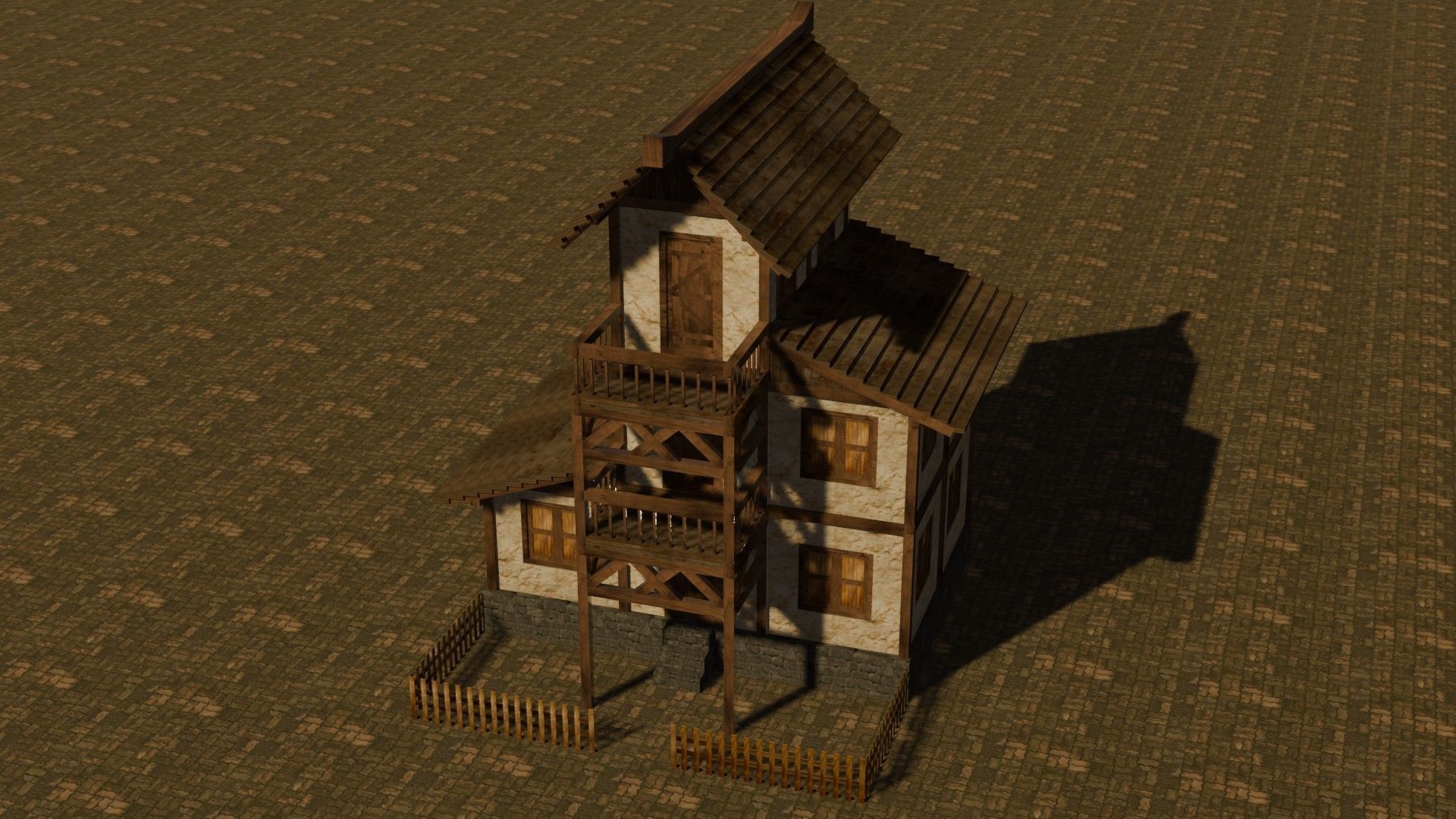 Medieval house eleven 3 Low-poly 3D model_3