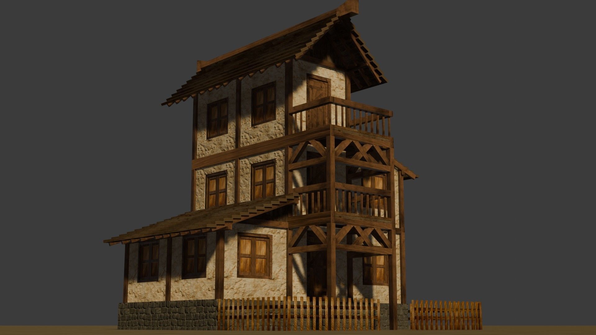 Medieval house eleven 3 Low-poly 3D model_11