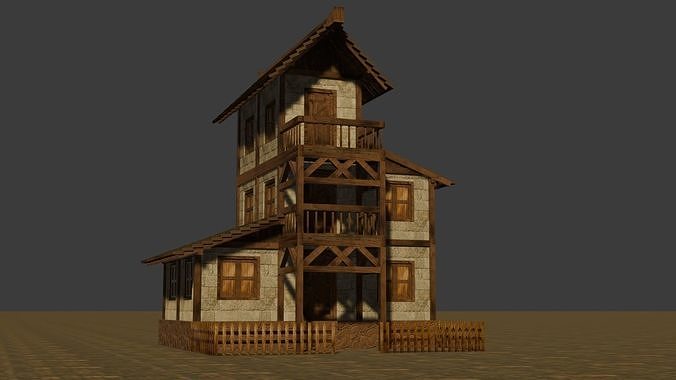 Medieval house eleven 13 Low-poly 3D model