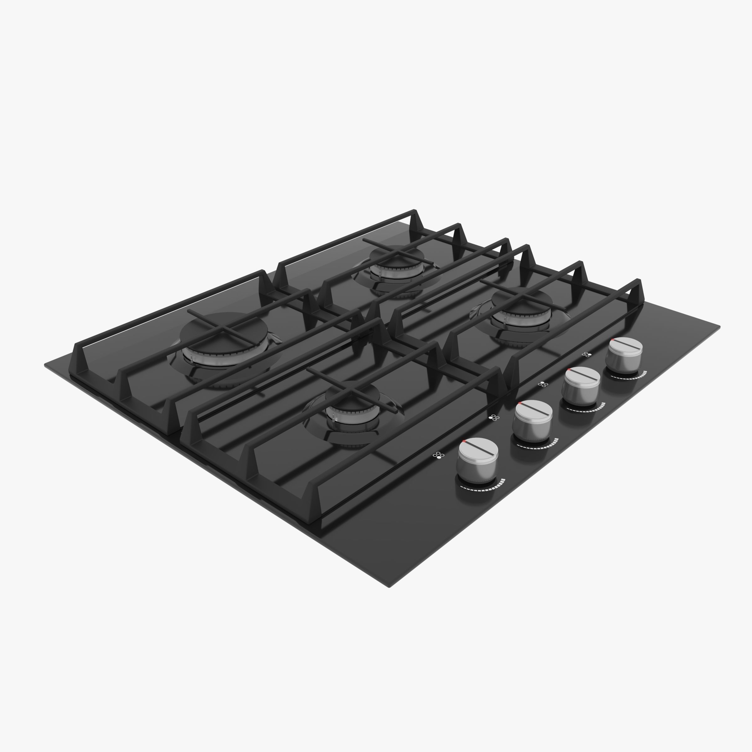Minimal Modern Black stovetop 3D model_2