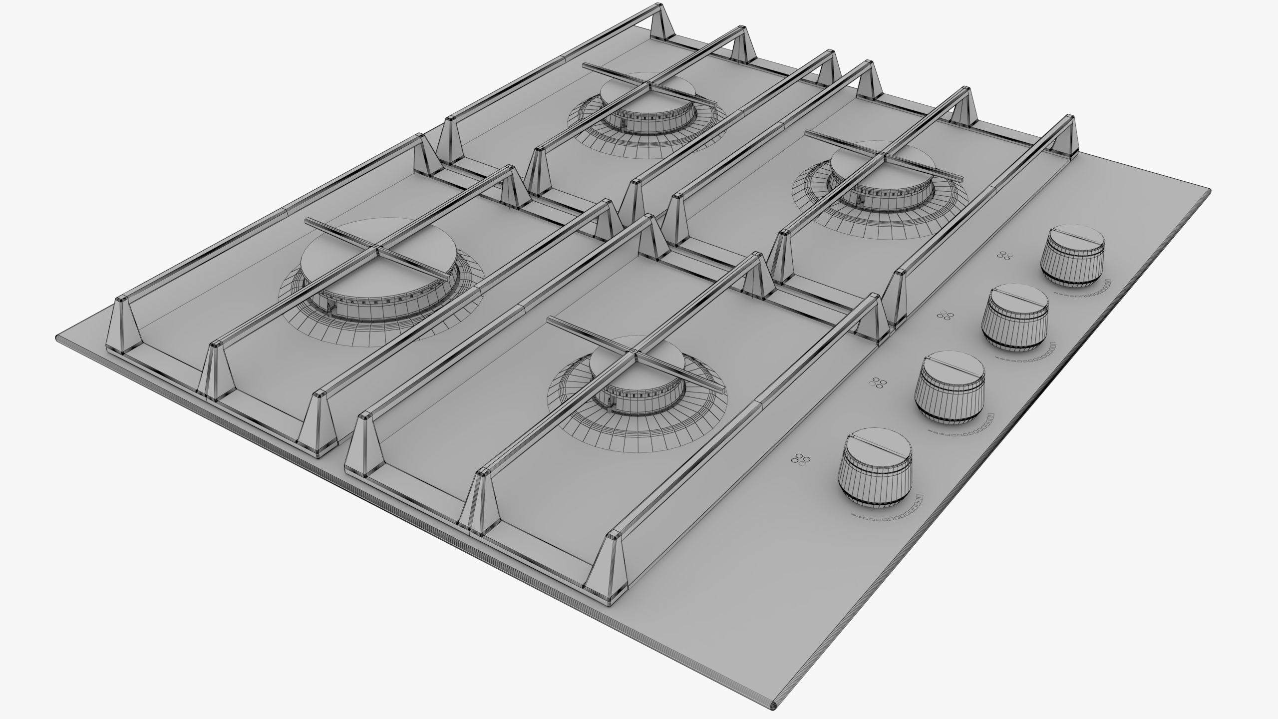 Minimal Modern Black stovetop 3D model_6