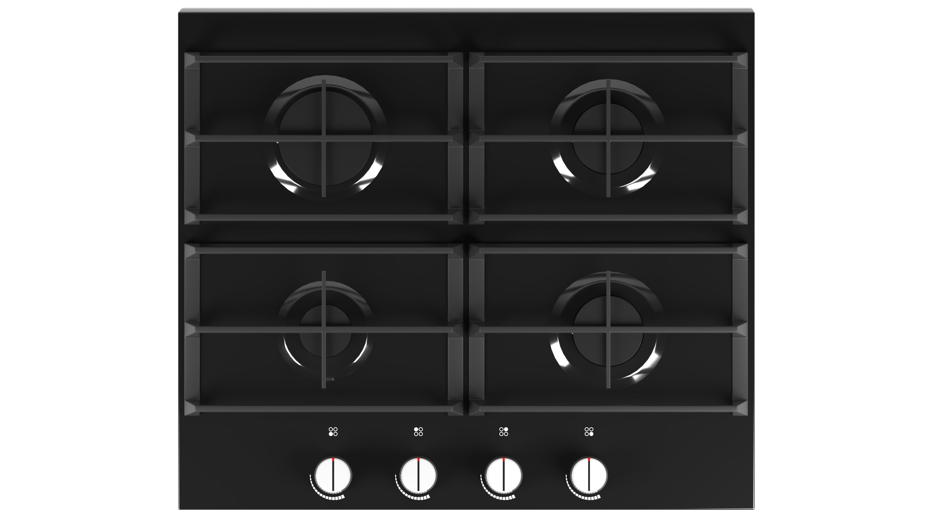 Minimal Modern Black stovetop 3D model_4