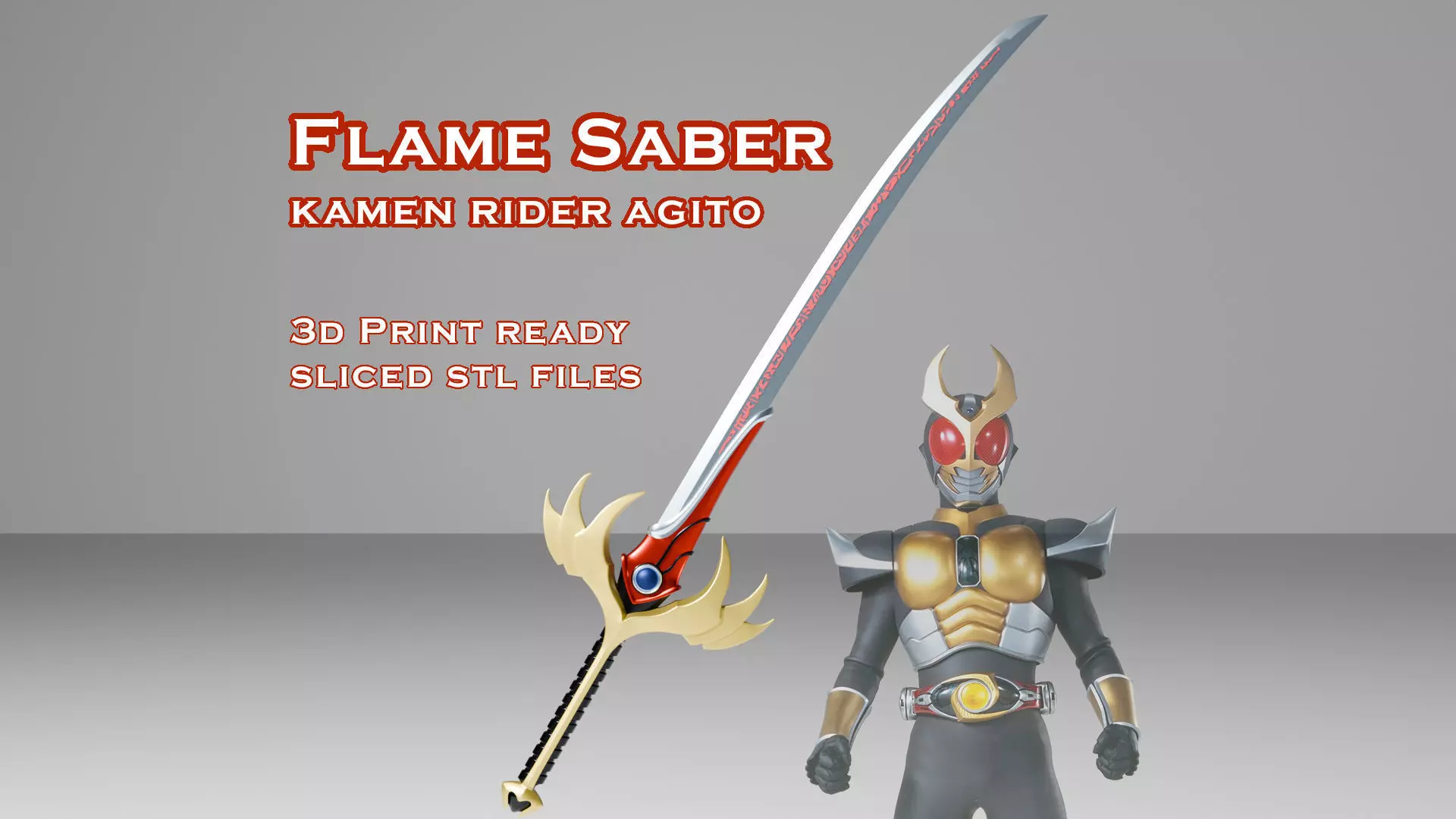 Flame Saber Sword -- Kamen Rider -- 3D Print Ready STL Files 3D print model_0
