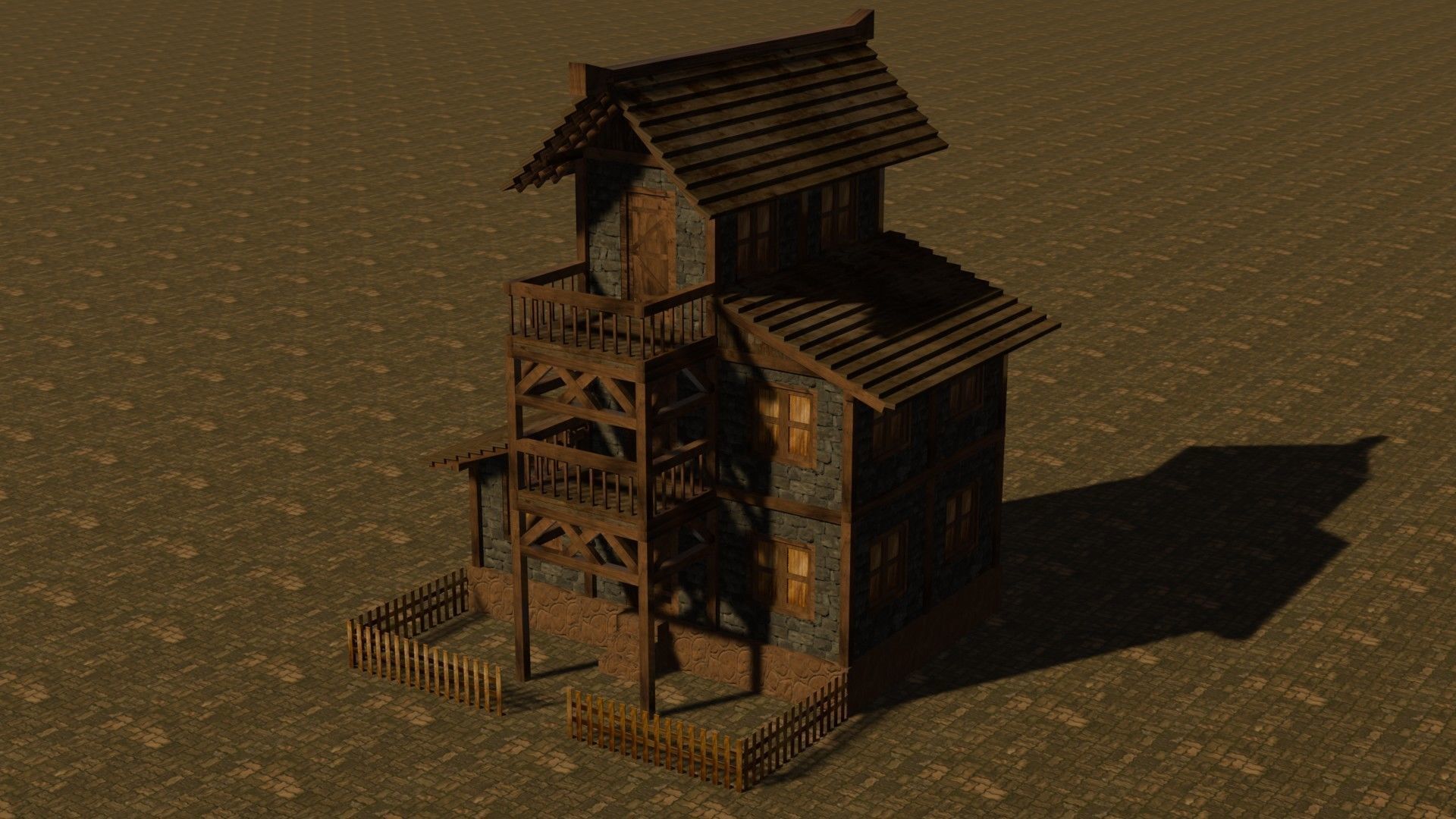 Medieval house eleven 16 Low-poly 3D model_2