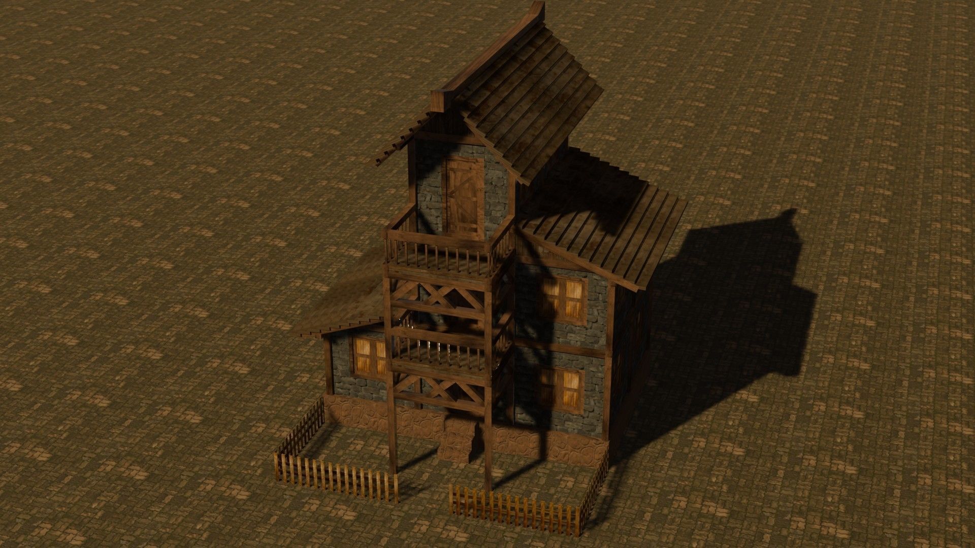Medieval house eleven 16 Low-poly 3D model_3