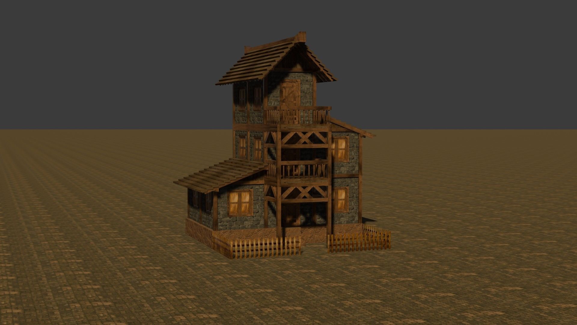 Medieval house eleven 16 Low-poly 3D model_16