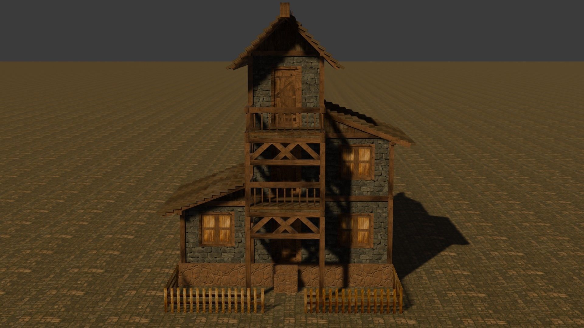 Medieval house eleven 16 Low-poly 3D model_1