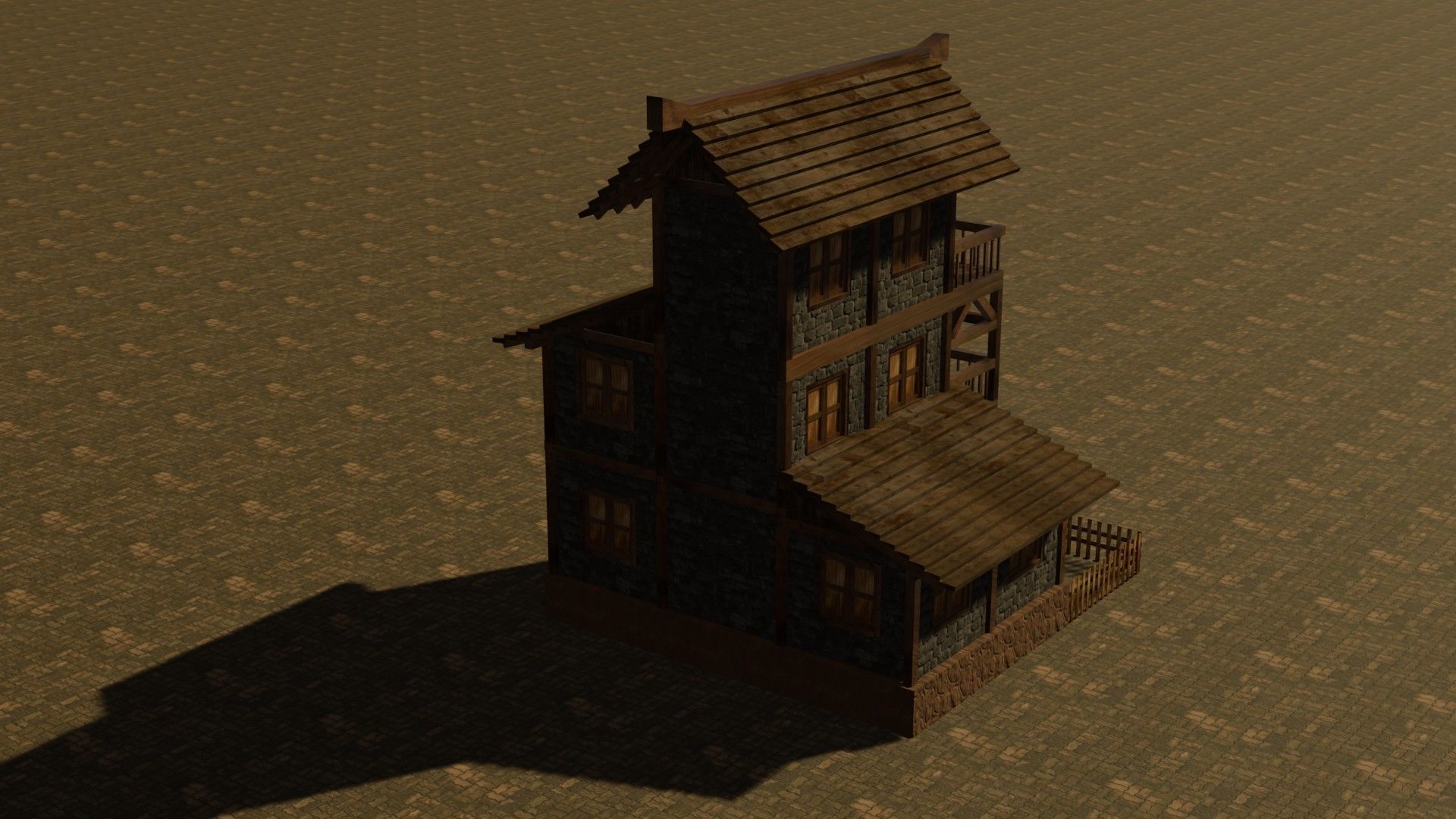 Medieval house eleven 16 Low-poly 3D model_7