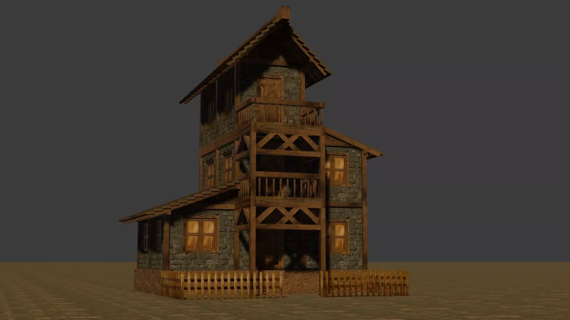 Medieval house eleven 16 Low-poly 3D model_0