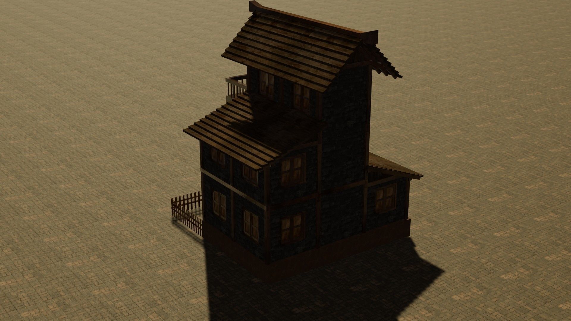 Medieval house eleven 16 Low-poly 3D model_8