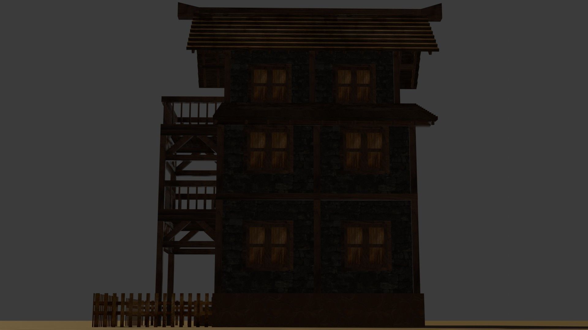 Medieval house eleven 16 Low-poly 3D model_12