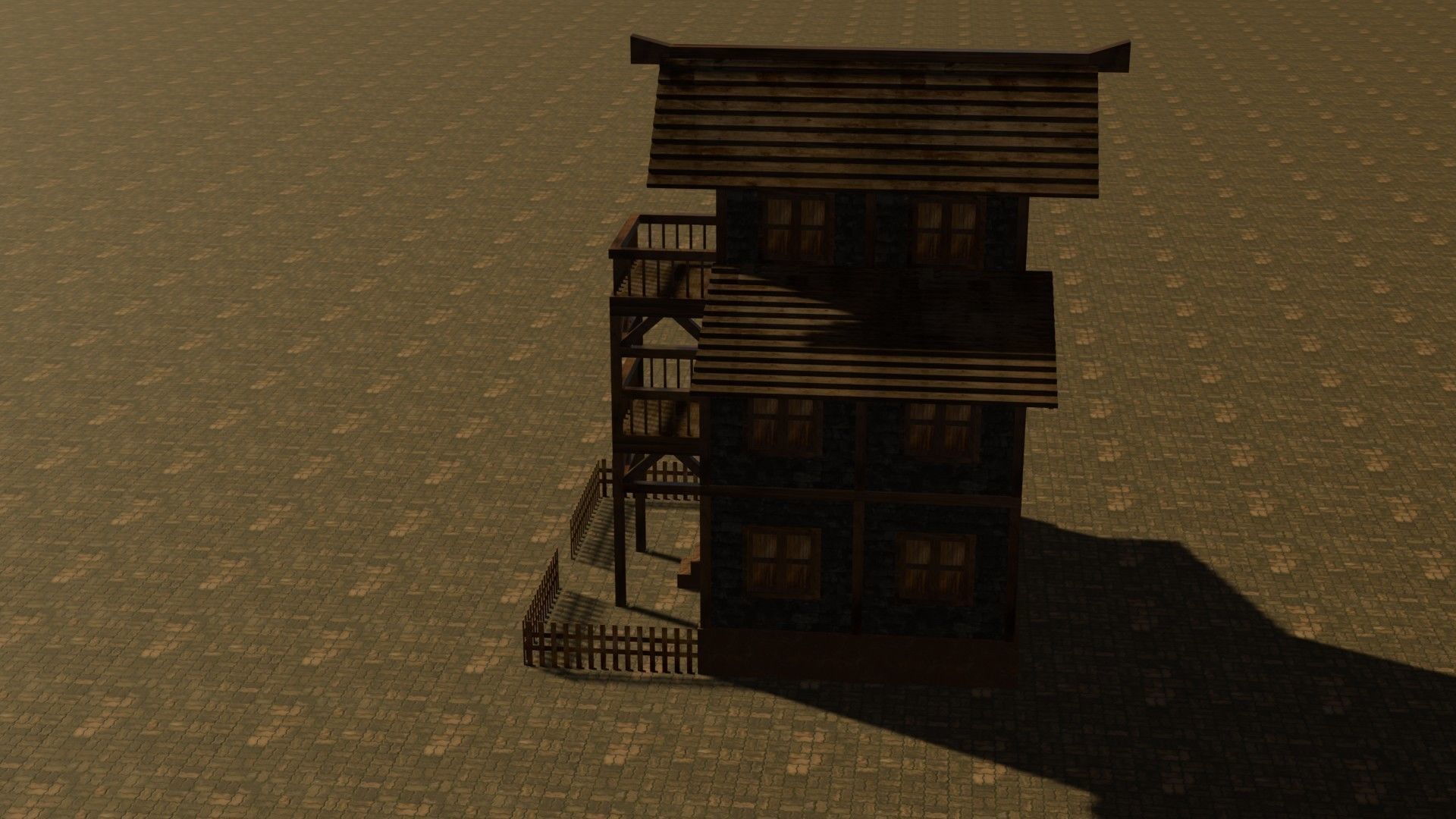 Medieval house eleven 16 Low-poly 3D model_9