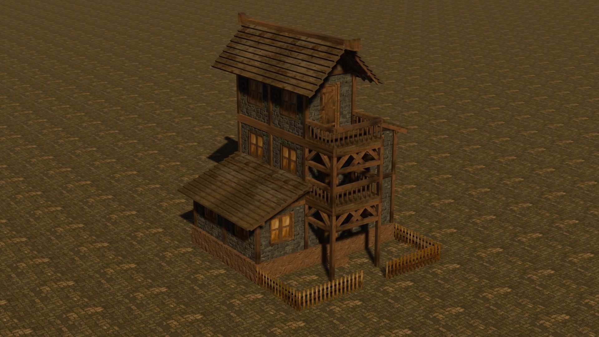 Medieval house eleven 16 Low-poly 3D model_4