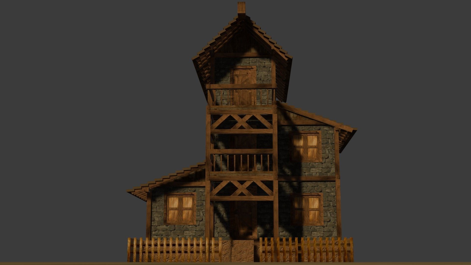 Medieval house eleven 16 Low-poly 3D model_10