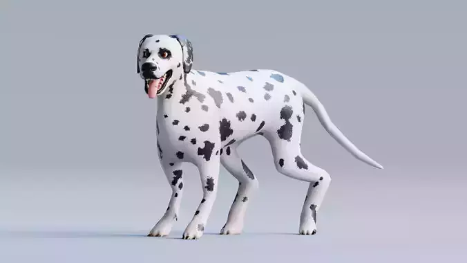 Low poly - Stylized dog - Dalmatian Low-poly 3D model