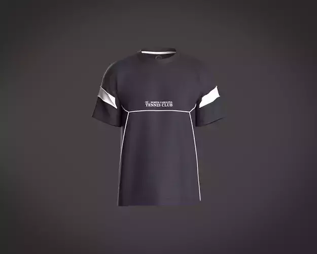 Mens T-Shirt with cut and sew piping and chest Print