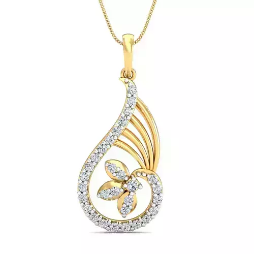 Yellow gold diamond pendent-P3 PS-01 3D print model